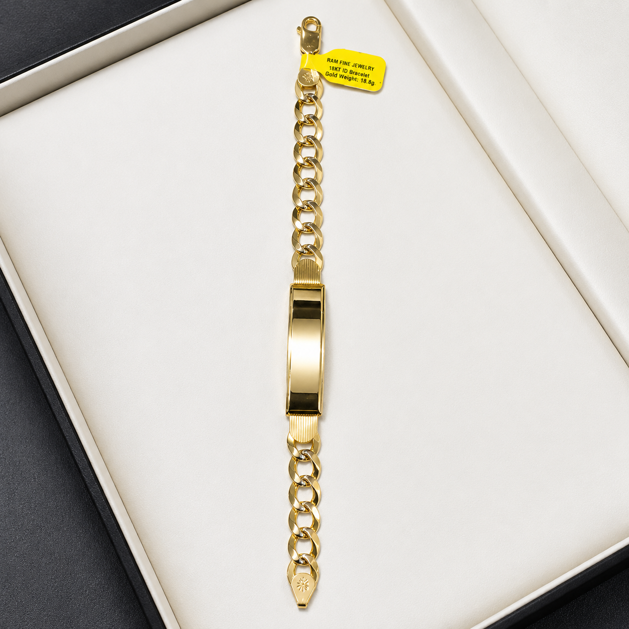10K ID Cuban Diamond Cut Bracelet 16.8g