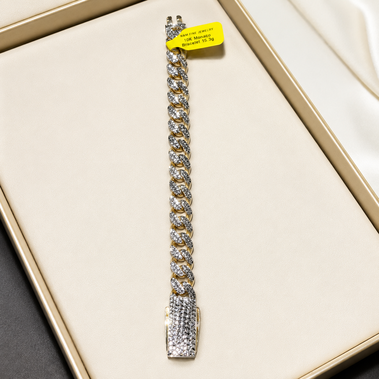 10K Monaco Diamond Cut Bracelet 15.3g