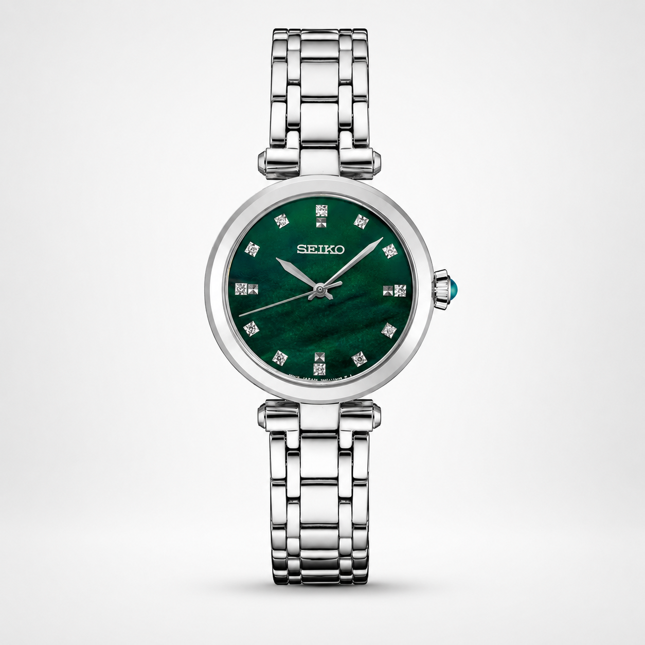 Diamonds SS Quartz Green Dial