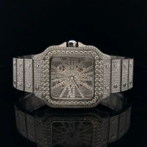 VISTA STEEL RHODIUM MOISSANITE WATCH ICED OUT