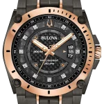 Bulova Icon Precisionist Rose Gold Tone Black Diamond Dial 98D149
