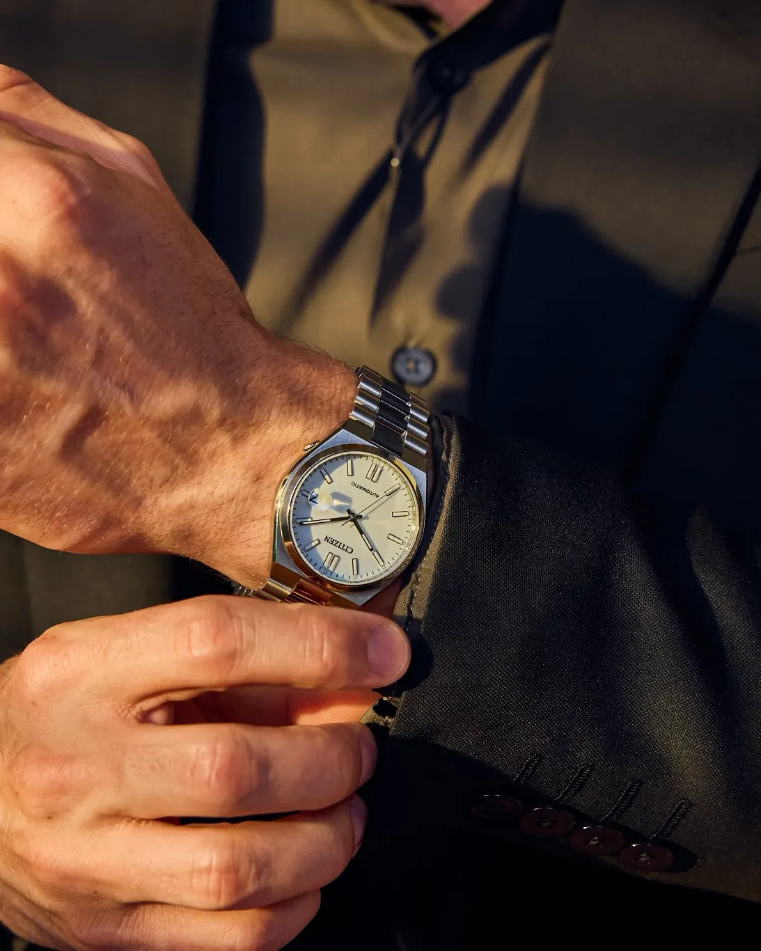 MEN AUTO WR50 SS BRAC WHITE